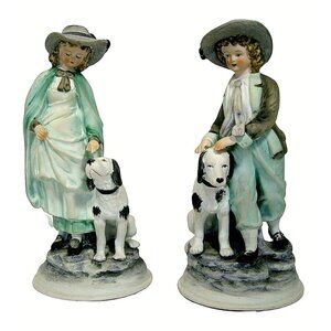 Vintage Ethan Allen Boy with Dog Girl with Dog figurines 3213A GIFT